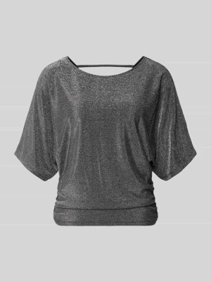 Efekt błyszczący t-shirt z okrągłym dekoltem Apricot Srebrny