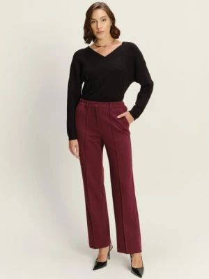 Efektowne bordowe spodnie z wysokim stanem Greenpoint