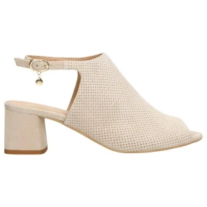 Beżowe sandały damskie na obcasie 76088-64 Wojas