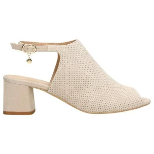 Beżowe sandały damskie na obcasie 76088-64 Wojas