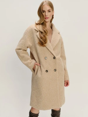 Efektowny dwurzędowy  płaszcz jasny beż Greenpoint