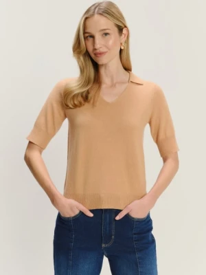 Efektowny sweter w kolorze wielbłądziej wełny Greenpoint