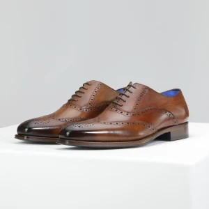 Oxfordy męskie linia premium w kolorze jasnego brazu 10061-52 Wojas