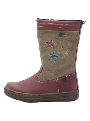 El Naturalista Skórzane kozaki zimowe w kolorze beżowo-szaroróżowym rozmiar: 28