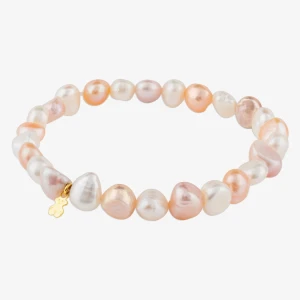 Elastyczna Bransoletka Tous Sweet Dolls Z Pereł Ze Złotym Misiem - Tous