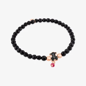 Elastyczna Bransoletka Z Fasetowanego Onyksu I Różowego Srebra Vermeil Ze Spinelami I Rubinem Tous Motif - Tous