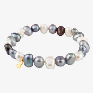 Elastyczna Bransoletka Z Pereł Tous Sweet Dolls Ze Złotym Misiem - Tous