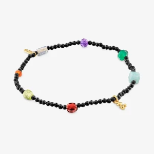 Elastyczna Bransoletka Ze Srebra Pokrytego 18-Karatowym Złotem, Z Onyksem I Kamieniami Szlachetnymi Bold Bear - Tous