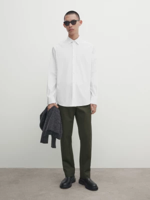 Elastyczna Koszula O Kroju Slim − Studio - Biały - - Massimo Dutti - Mężczyzna