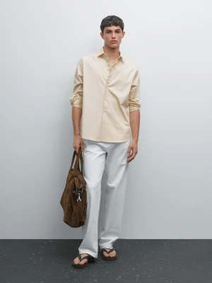 Elastyczna Koszula Regular Fit - Beżowy - - Massimo Dutti - Mężczyzna