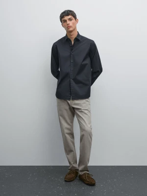 Elastyczna Koszula Regular Fit - Granatowy - - Massimo Dutti - Mężczyzna
