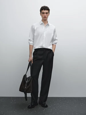 Elastyczna Koszula Slim Z Mieszanki Bawełny - Biały - - Massimo Dutti - Mężczyzna