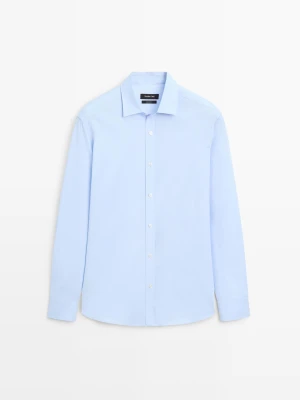 Elastyczna Koszula Slim Z Mieszanki Bawełny - Błękitny - - Massimo Dutti - Mężczyzna