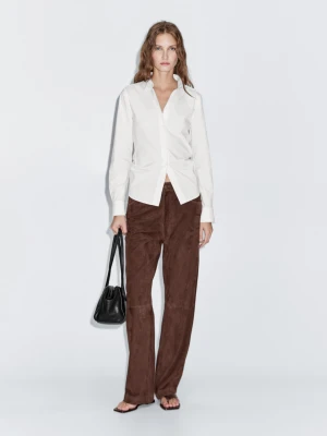 Elastyczna Koszula Z Mieszanki Bawełny - Biały - - Massimo Dutti - Kobieta