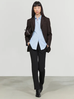 Elastyczna Koszula Z Popeliny W Paski - Błękitny - Massimo Dutti - Female