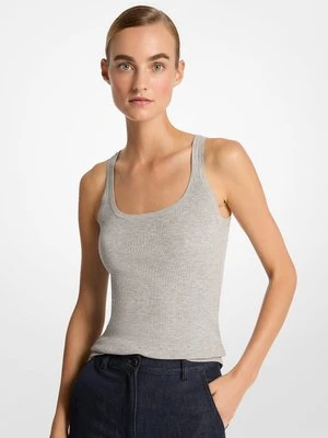 Elastyczna koszulka na ramiączkach z prążkowanej wiskozy MICHAEL KORS COLLECTION