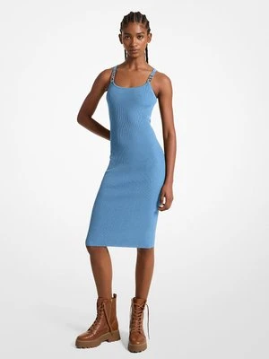 Elastyczna sukienka midi na ramiączkach z prążkowanej dzianiny MICHAEL Michael Kors