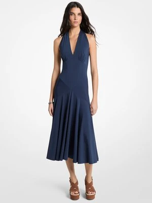 Elastyczna sukienka midi z dekoltem typu halter z matowego dżerseju MICHAEL Michael Kors