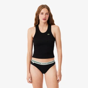 Elastyczne bawełniane majtki z kontrastowym sznurkiem Lacoste