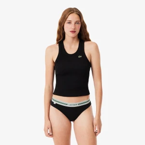 Elastyczne bawełniane majtki z kontrastowym sznurkiem Lacoste