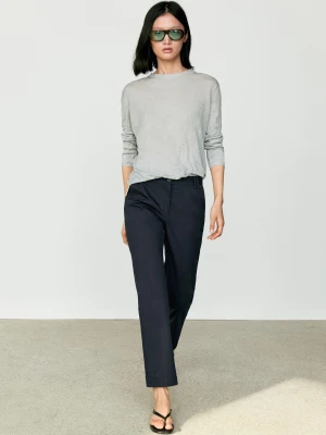Elastyczne Spodnie Mini Dzwony Z Bawełnianej Mieszanki - Granatowy - Massimo Dutti - Female