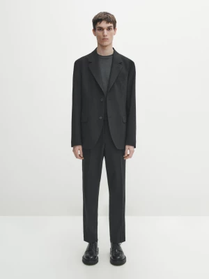 Elastyczne Spodnie Od Garnituru Z Wełny - Czarny - - Massimo Dutti - Mężczyzna