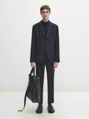 Elastyczne Spodnie Od Garnituru Ze 100% Wełny - Granatowy - - Massimo Dutti - Mężczyzna