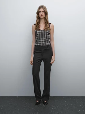 Elastyczne Spodnie Regular Fit O Średnim Stanie - Brązowy - - Massimo Dutti - Kobieta