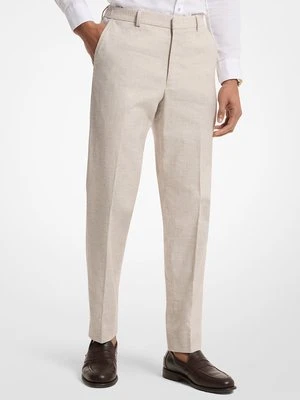 Elastyczne spodnie z bawełny i lnu w kratkę Michael Kors Mens