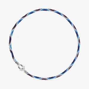 Elastyczny Naszyjnik/Bransoletka Ze Srebra Tous Manifesto Z Niebiesko-Liliowym Sznurkiem - Tous