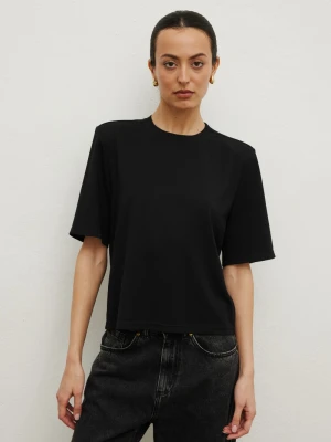 Elastyczny tshirt z PODUSZKAMI w kolorze BLACK- NONCHALANT -S Marsala