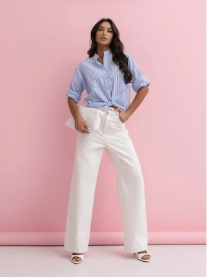 Elegancka bawełniana koszula ze stójką EREMI - błękitna  magmac 