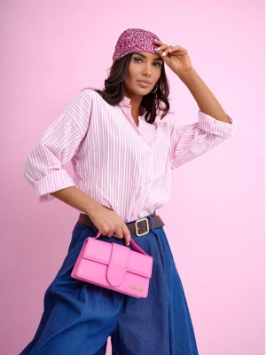 Elegancka bawełniana koszula ze stójką EREMI - pudrowy róż  magmac 