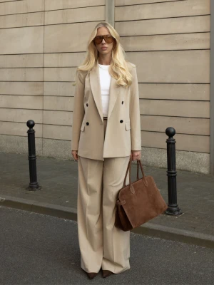 Elegancka beżowa marynarka z wełną TARANKO