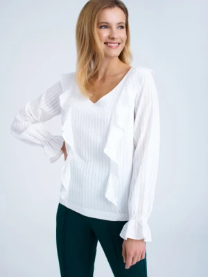 Elegancka, biała bluzka z falbanami Greenpoint