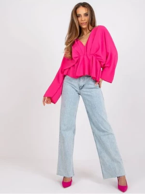Elegancka bluzka damska z marszczeniami - różowa Italy Moda