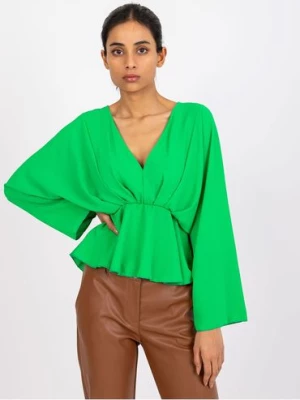 Elegancka bluzka damska z marszczeniami- zielona Italy Moda