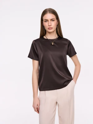 Elegancka bluzka z jedwabiu w kolorze czekolady TARANKO