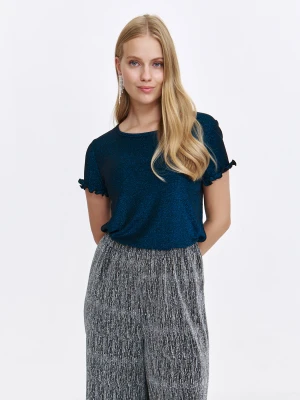 Elegancka bluzka z krótkim rękawkiem wykończonym falbanką Top Secret