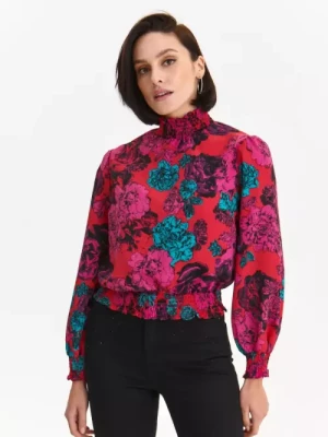 Elegancka bluzka ze stójką w kwiatowy print TOP SECRET