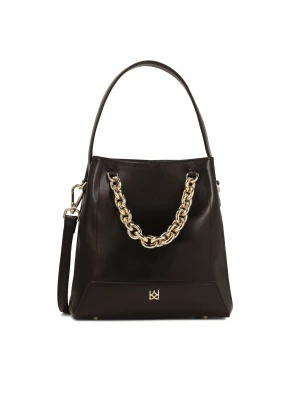 Elegancka ciemnobrązowa torebka w stylu shopper bag Kazar