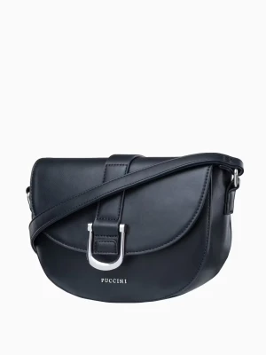 Elegancka czarna torebka damska typu listonoszka na regulowanym pasku Puccini