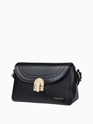 Elegancka czarna torebka damska usztywniana Puccini