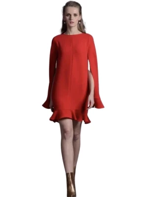Elegancka Czerwona Sukienka z Długim Rękawem Moskada