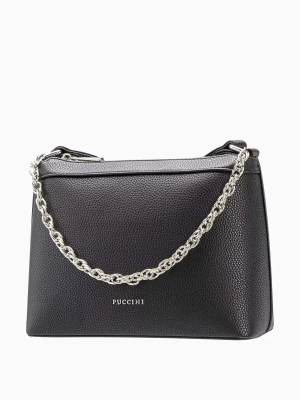 Elegancka damska torebka z ozdobnym elementem czarna Puccini