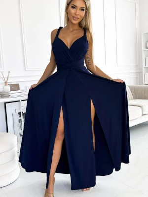Elegancka długa suknia wiązana na wiele sposobów - GRANATOWA Merg