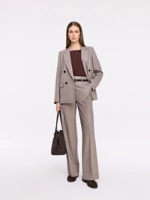 Elegancka dwurzędowa marynarka w kolorze taupe TARANKO