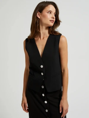Elegancka kamizelka z ozdobnymi guzikami czarna Moodo