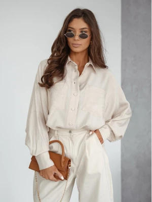 Elegancka koszula oversize z wiskozą ENNY - beżowa  magmac 