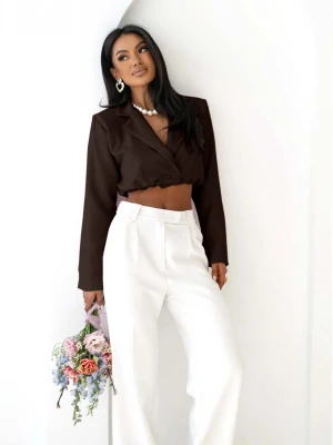 Elegancka krótka marynarka COLETTE - czekoladowa  magmac 